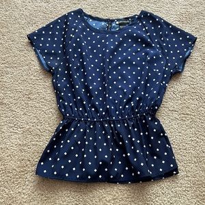 Blue & White Peplum Top